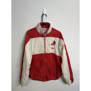 Vintage 90s ASICS Red windbreaker jacket, Size Large Rare